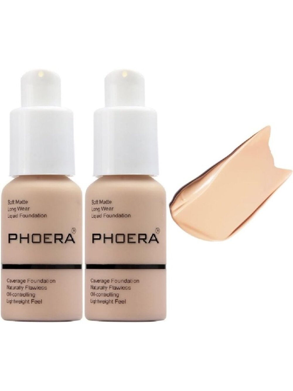 2 Pack Full Coverage Liquid Foundation - Long-Lasting, Matte Finish, All Skin